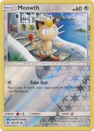 Burning Shadows Meowth #101/147 reverse holo