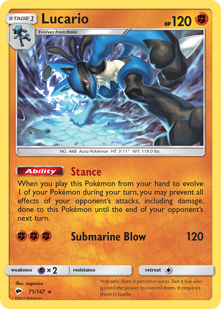 Burning Shadows Non - Holo Lucario #71/147