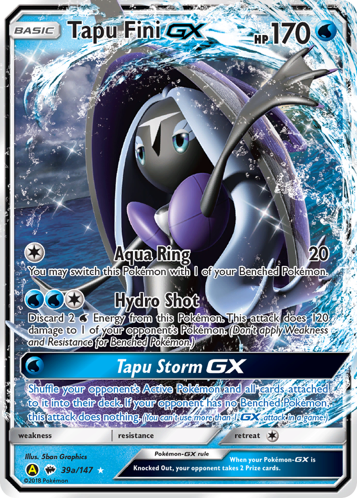 Burning Shadows Tapu Fini GX #39a/147 Alternate Art
