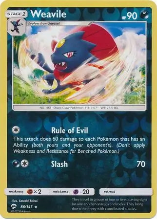 Burning Shadows Weavile #86/147 reverse holo