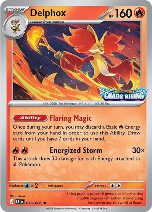 Chaos Rising Delphox #013/86 Stamped Promo