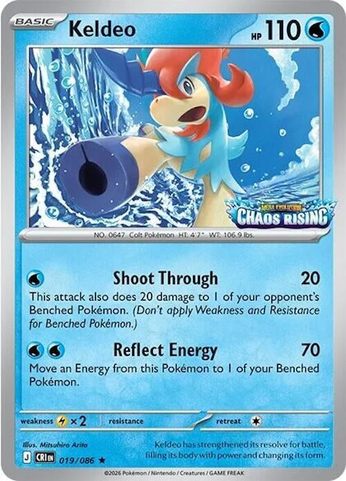 Chaos Rising Keldeo #019/86 Stamped Promo