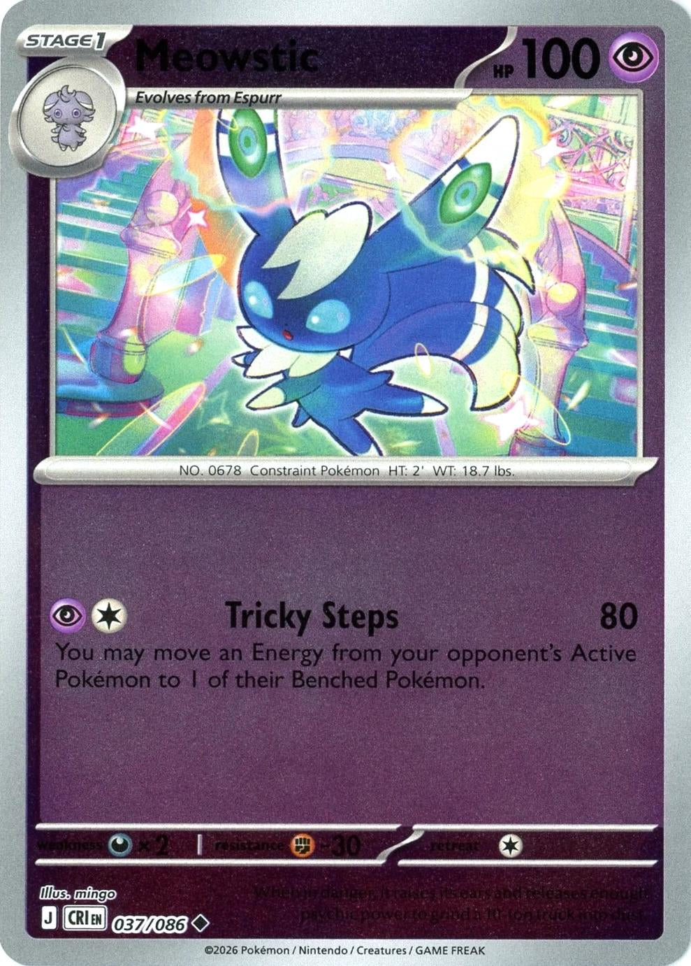 Chaos Rising Meowstic #037/86 reverse holo