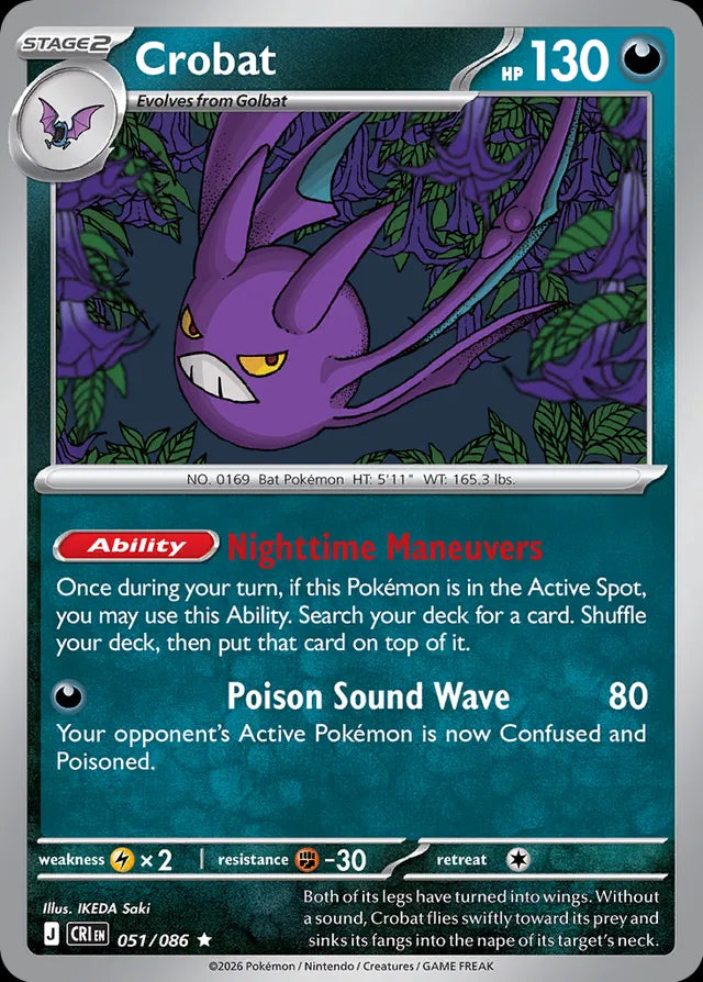 Chaos Rising Non - Holo Crobat #051/86