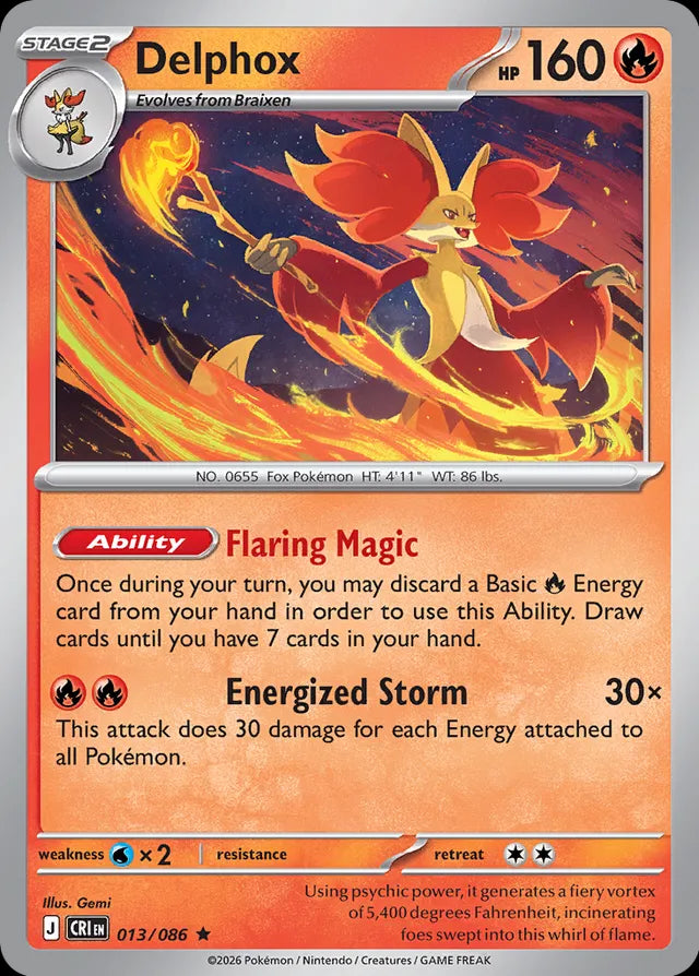 Chaos Rising Non - Holo Delphox #013/86