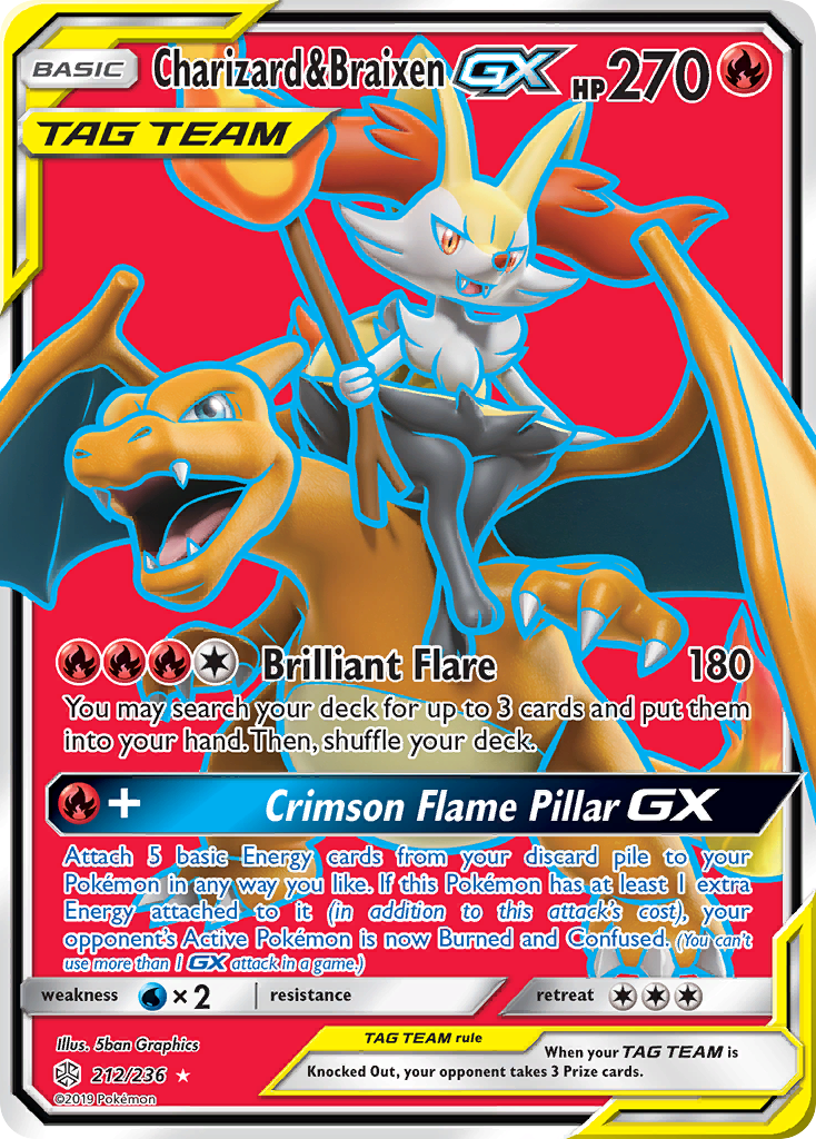 Cosmic Eclipse Charizard & Braixen GX #212/236