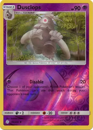 Cosmic Eclipse Dusclops #84/236 reverse holo