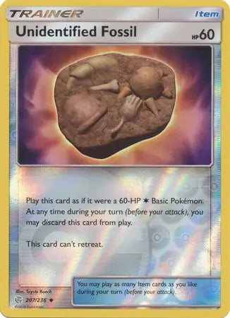 Cosmic Eclipse Unidentified Fossil #207/236 reverse holo