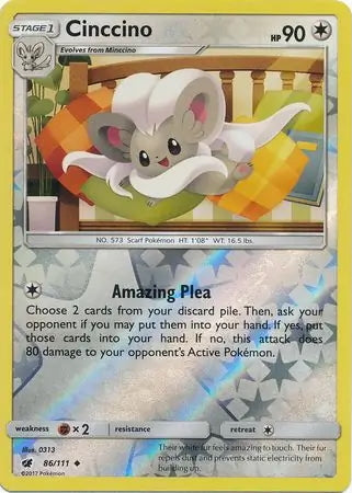 Crimson Invasion Cinccino #86/111 reverse holo