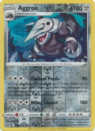 Crown Zenith Aggron #89/159 reverse holo