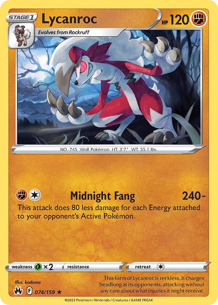 Crown Zenith Lycanroc #74/159