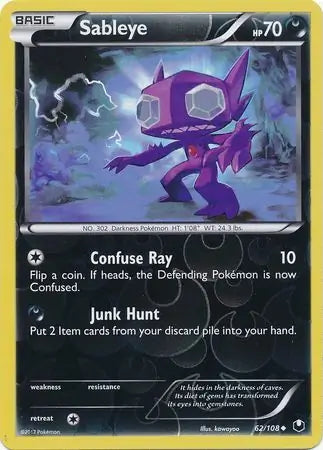 Dark Explorers Sableye #62/108 reverse holo