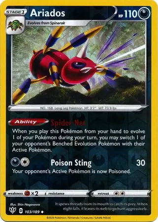 Darkness Ablaze Ariados #103/189 reverse holo