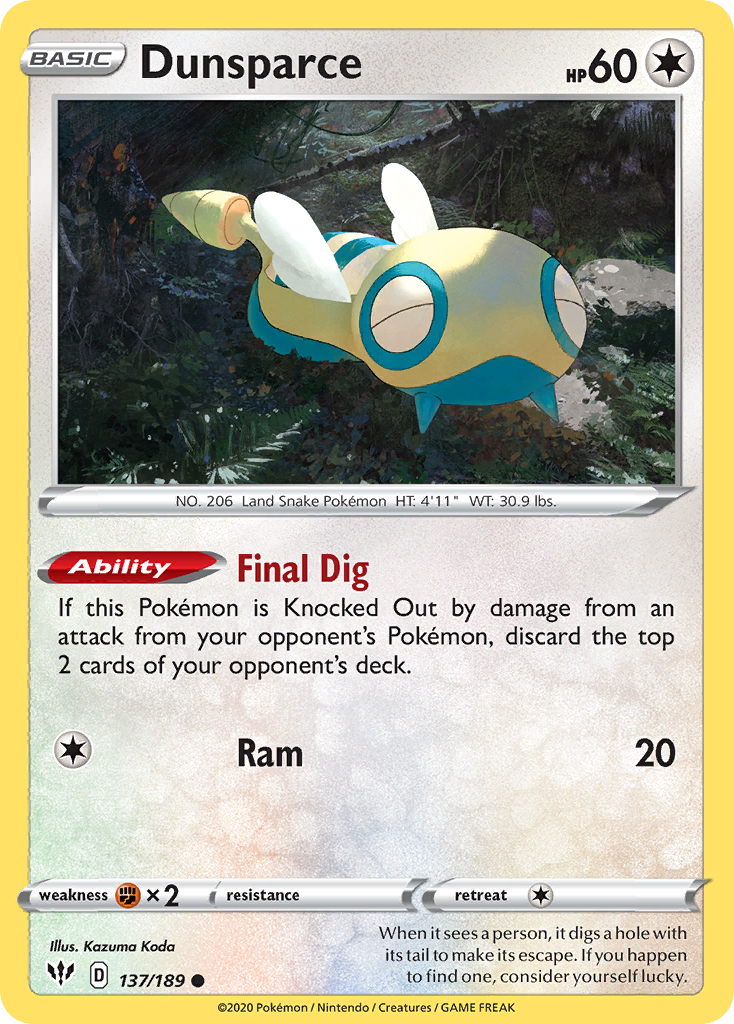 Darkness Ablaze Dunsparce #137/189