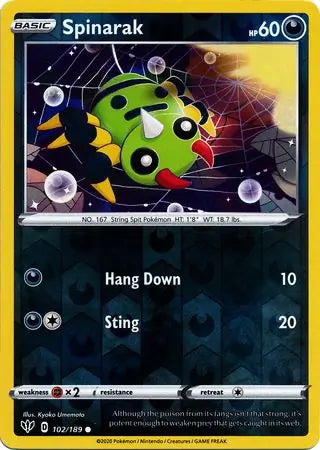 Darkness Ablaze Spinarak #102/189 reverse holo