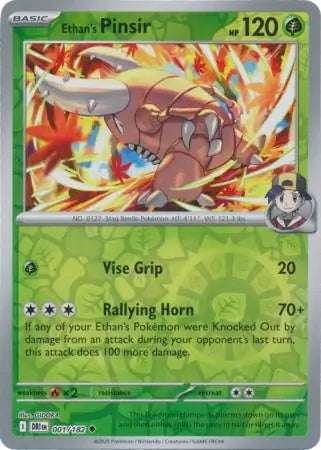 Destined Rivals Ethan's Pinsir 1/182 Reverse Holo Pokémon kaart