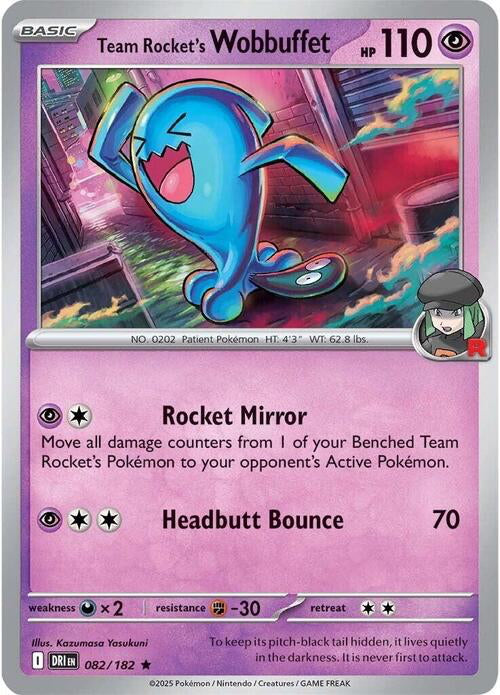 Destined Rivals Holo Team Rocket's Wobbuffet #82/182