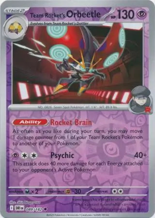 Destined Rivals Team Rocket's Orbeetle #89/182 reverse holo