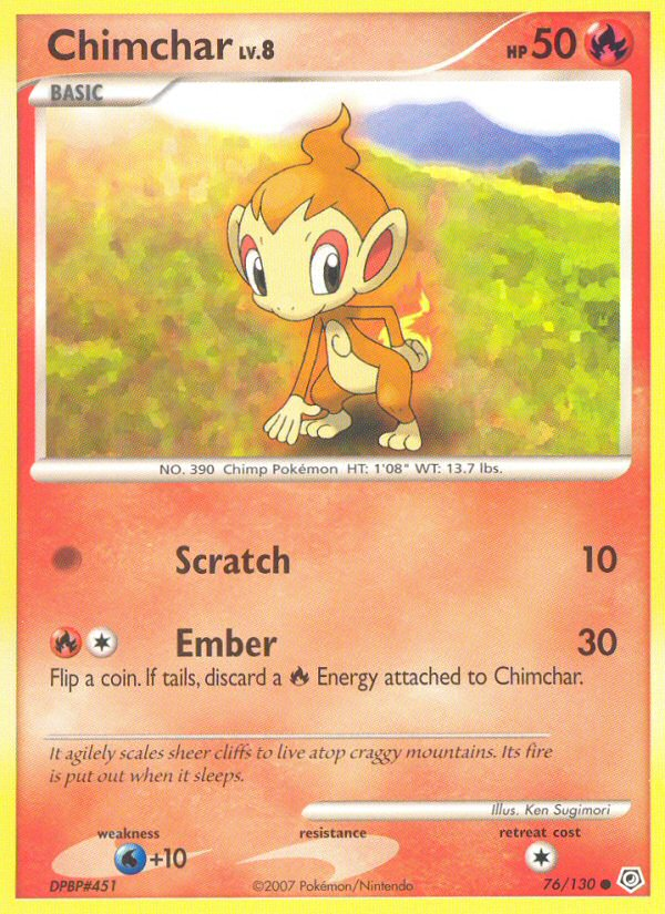 Diamond & Pearl Non - Holo Chimchar #76/130