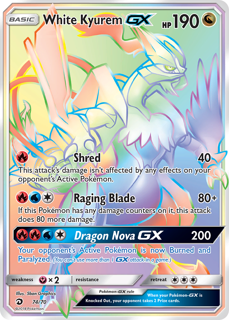 White Kyurem GX Rainbow Rare