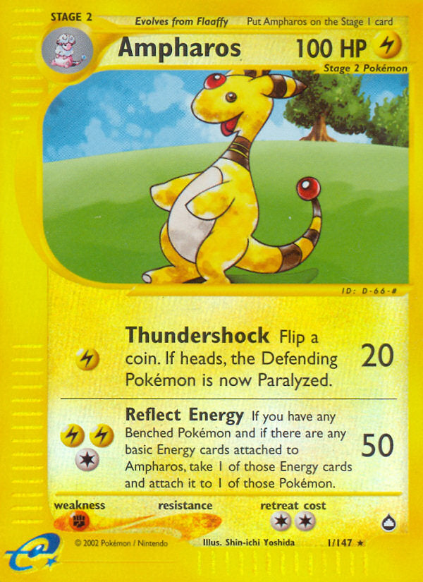 E-Series Aquapolis Ampharos #1/147 reverse holo