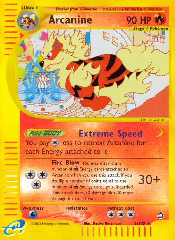 E-Series Aquapolis Arcanine #2/147 reverse holo