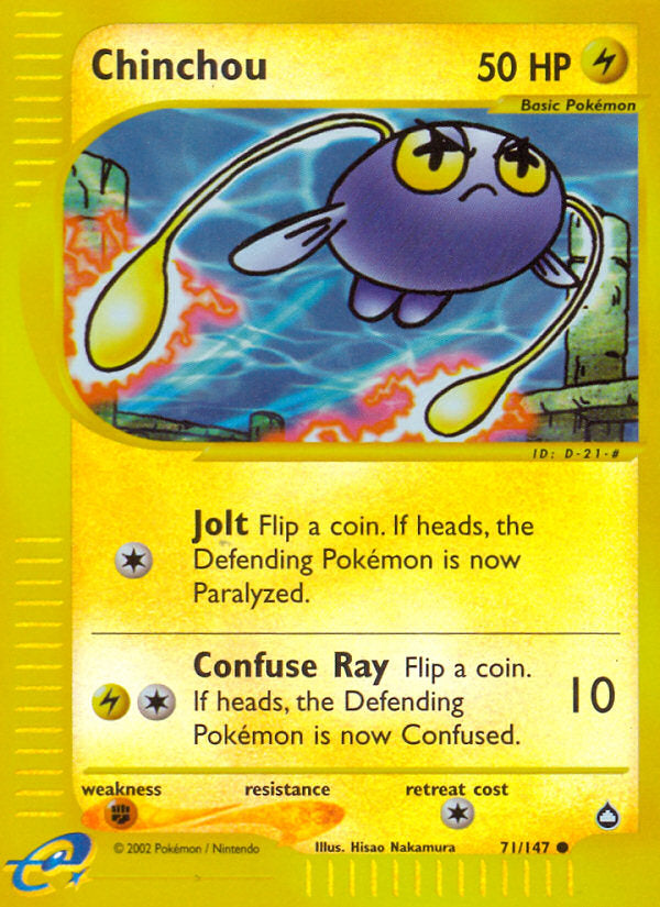 E-Series Aquapolis Chinchou #71/147 reverse holo