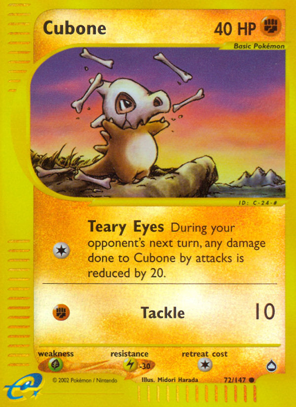 E-Series Aquapolis Cubone #72/147 reverse holo