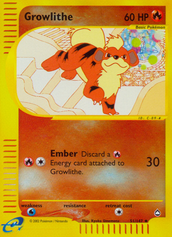 E-Series Aquapolis Growlithe #51/147 reverse holo