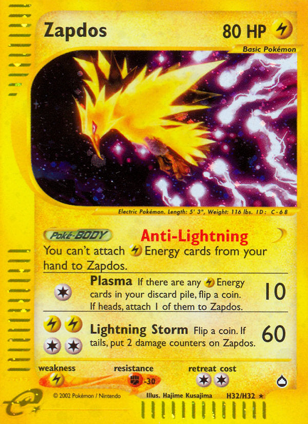 E-Series Aquapolis Holo Zapdos #H32/H32