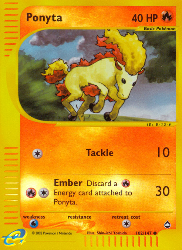 E-Series Aquapolis Ponyta #102/147 reverse holo