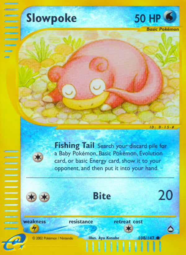E-Series Aquapolis Slowpoke #108/147 reverse holo