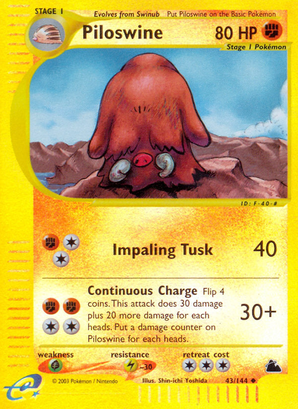 E-Series Skyridge Piloswine #43/144 reverse holo