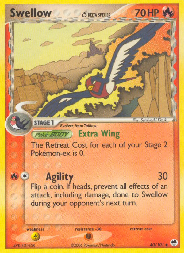 EX Dragon Frontiers Swellow #40/101