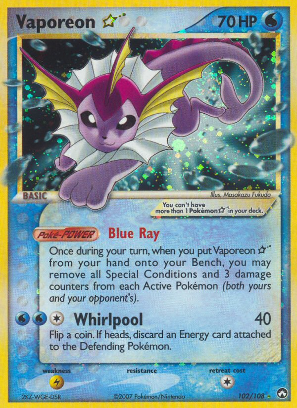 EX Power Keepers star Vaporeon #102/108
