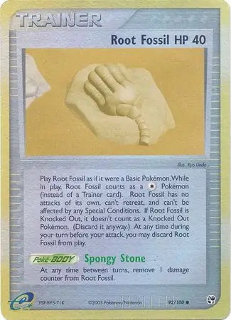 EX Sandstorm Root Fossil #92/100 reverse holo