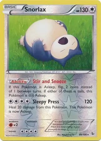 Flashfire Snorlax #80/106 reverse holo