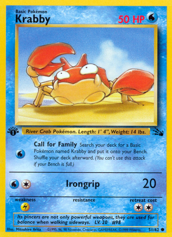Fossil set Krabby #51/62 first edition