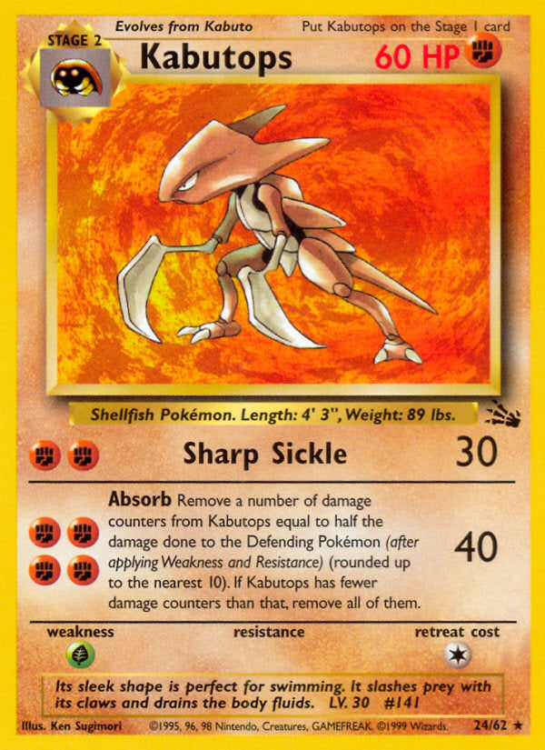 Fossil set Non Holo Kabutops #24/62 unlimited