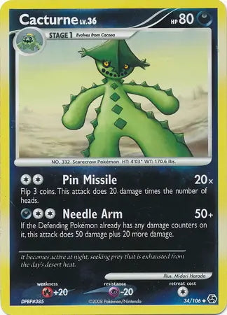 Great Encounters Cacturne #34/106 reverse holo