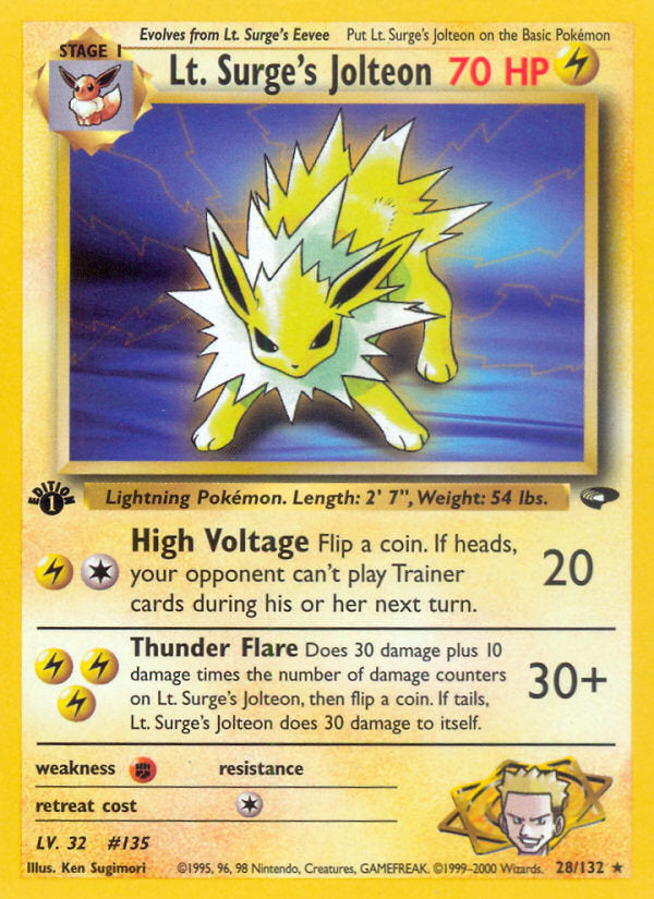 Gym Challenge Lt. Surge's Jolteon #28/132 first edition