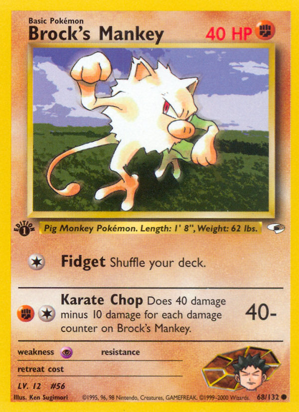 Gym Heroes Brock's Mankey #68/132 first edition
