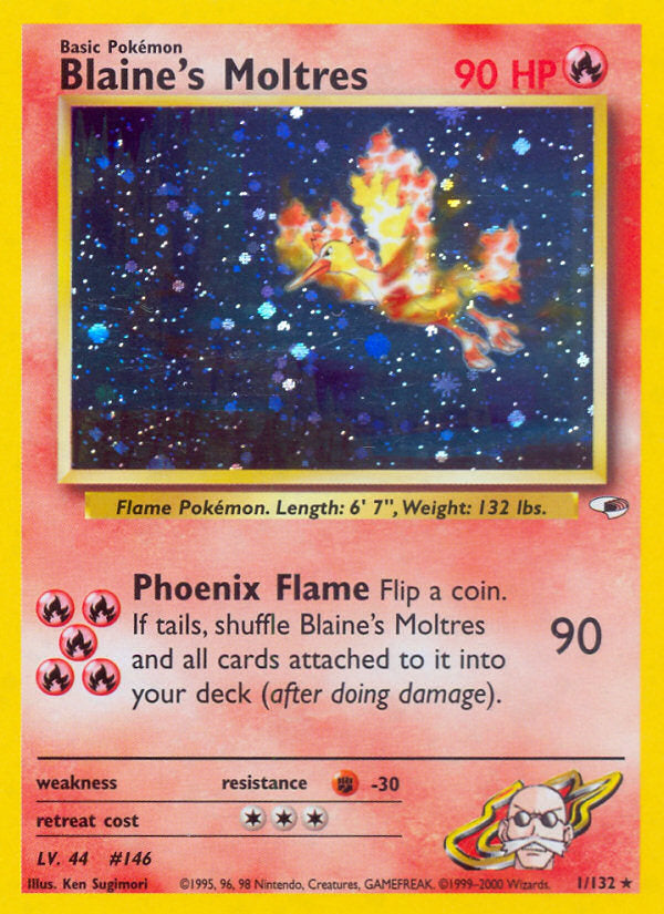 Gym Heroes Holo Blaine's Moltres #1/132 unlimited