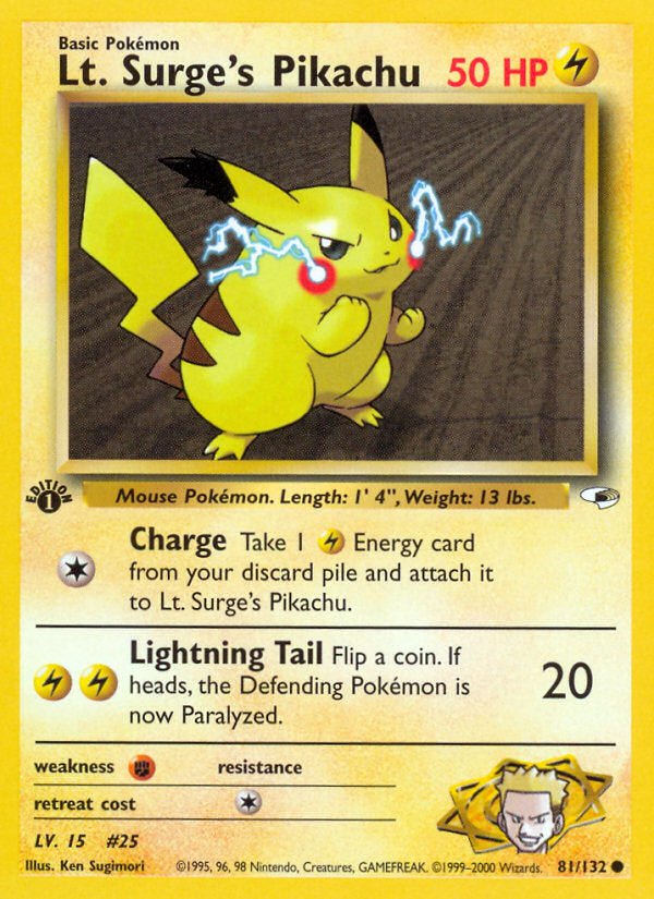 Gym Heroes Lt. Surge's Pikachu #81/132 first edition