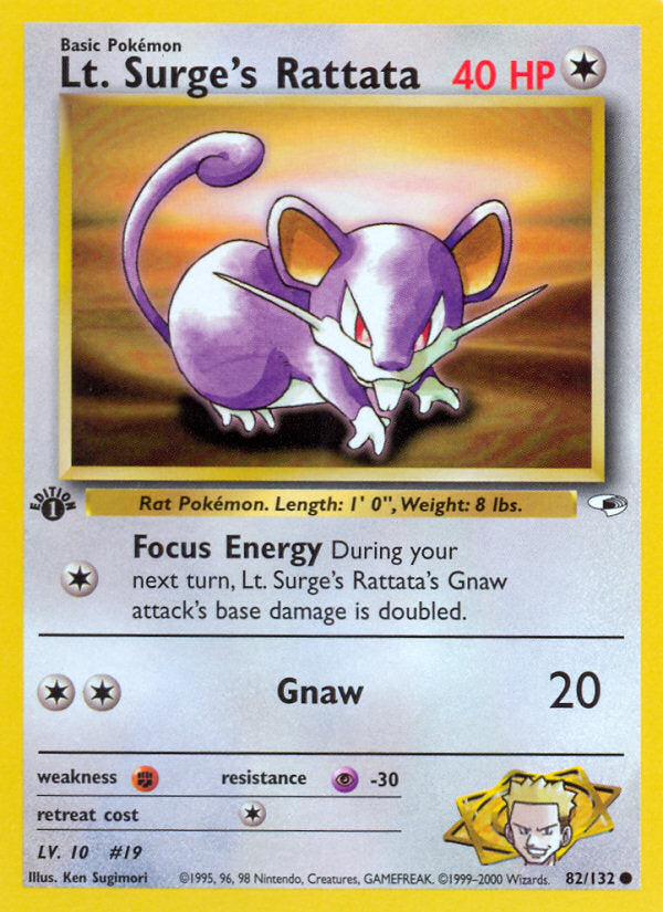 Gym Heroes Lt. Surge's Rattata #82/132 first edition