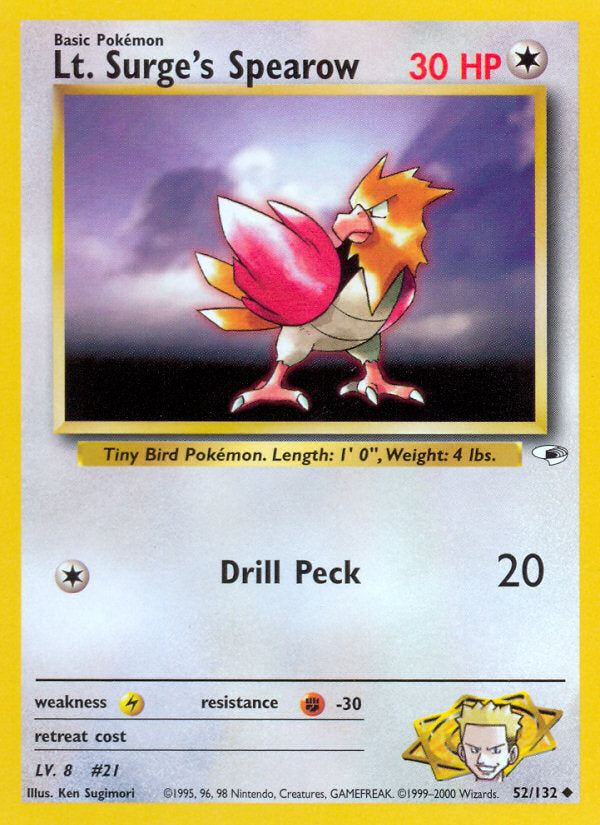 Gym Heroes Lt. Surge's Spearow #52/132 unlimited