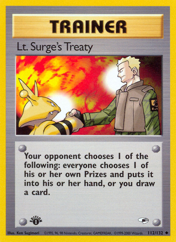 Gym Heroes Lt. Surge's Treaty #112/132 first edition