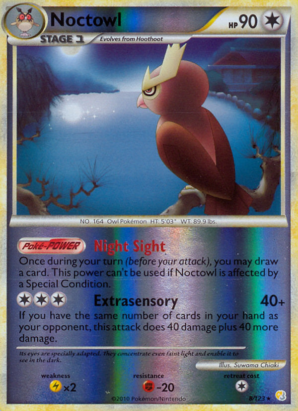 HeartGold SoulSilver Noctowl #8/123 reverse holo