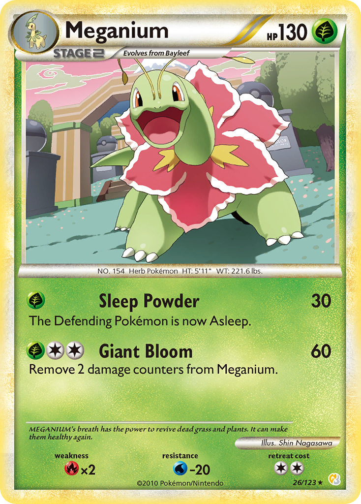 HeartGold SoulSilver Non - Holo Meganium #26/123