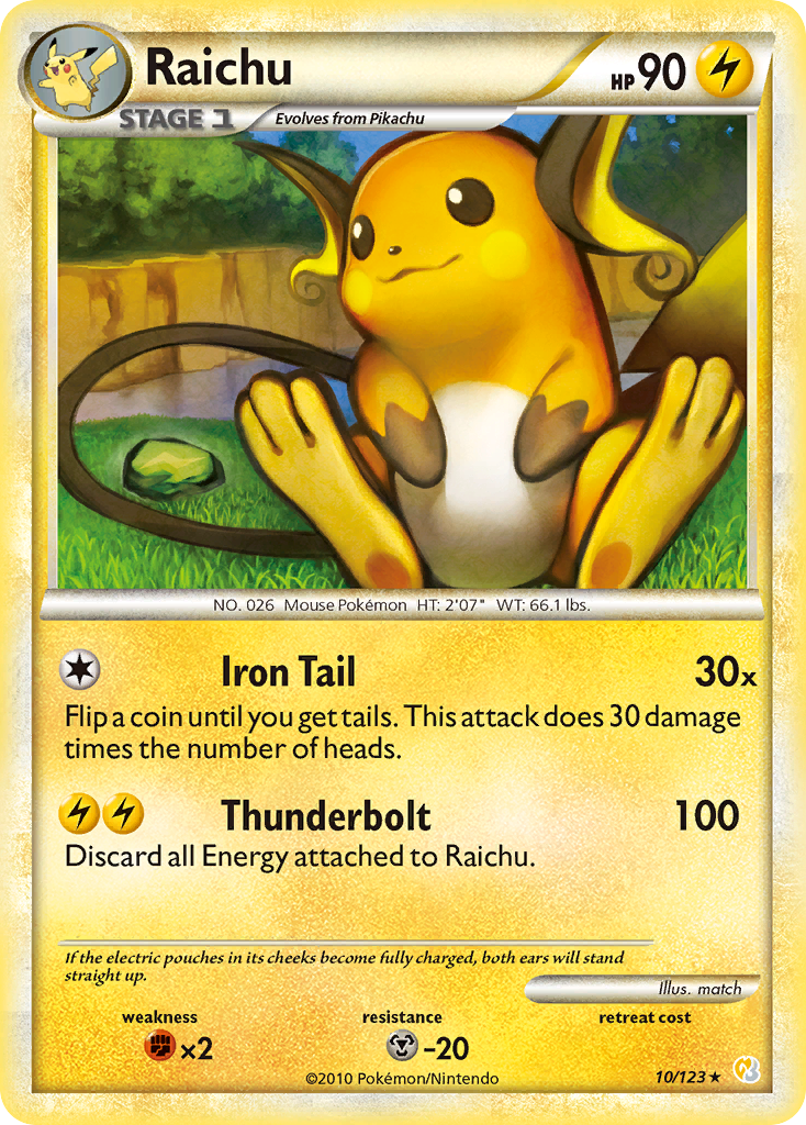 HeartGold SoulSilver Non - Holo Raichu #10/123